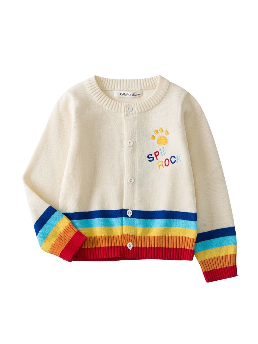 Wholesale Spring Little Girl Rainbow Knit Cardigan 2004