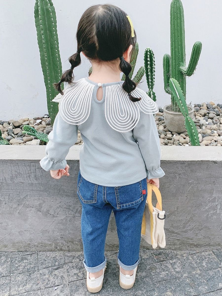Wholesale Cute Little Girl Lace Collar Top 200417556