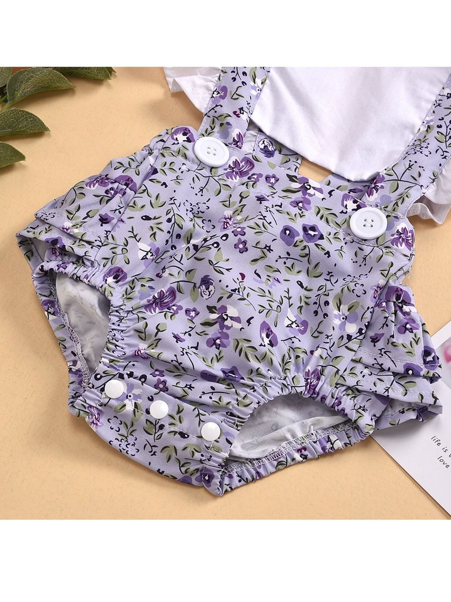 Baby Girl Allover Floral Print Ruffle Cuff Bodysuit