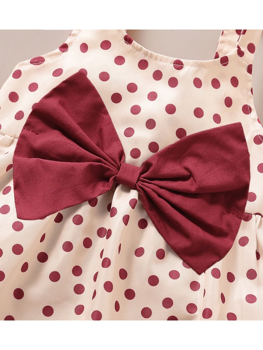 Wholesale Baby Girl Big Bow Polka Dots Dress 20042044