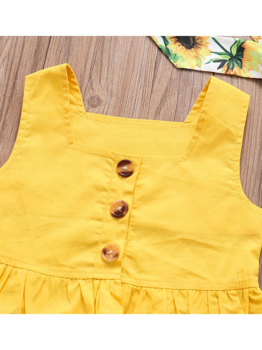 Wholesale 3Piece Toddler Girl Yellow Top and Sunflower