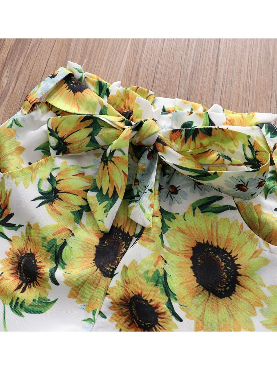 Wholesale 3Piece Toddler Girl Yellow Top and Sunflower
