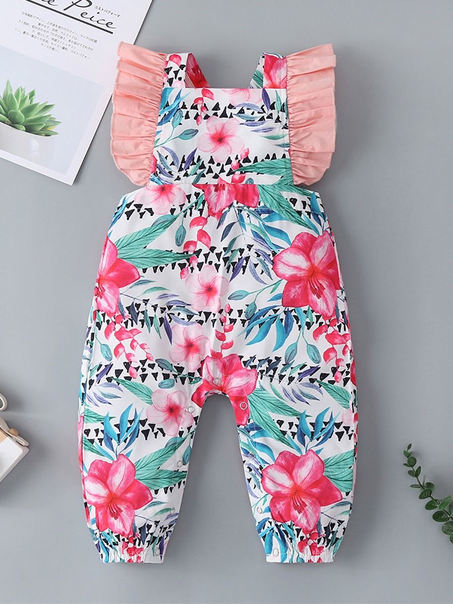 Wholesale Baby Girl Ruffle Flower Tank Jumpsuit 2004261