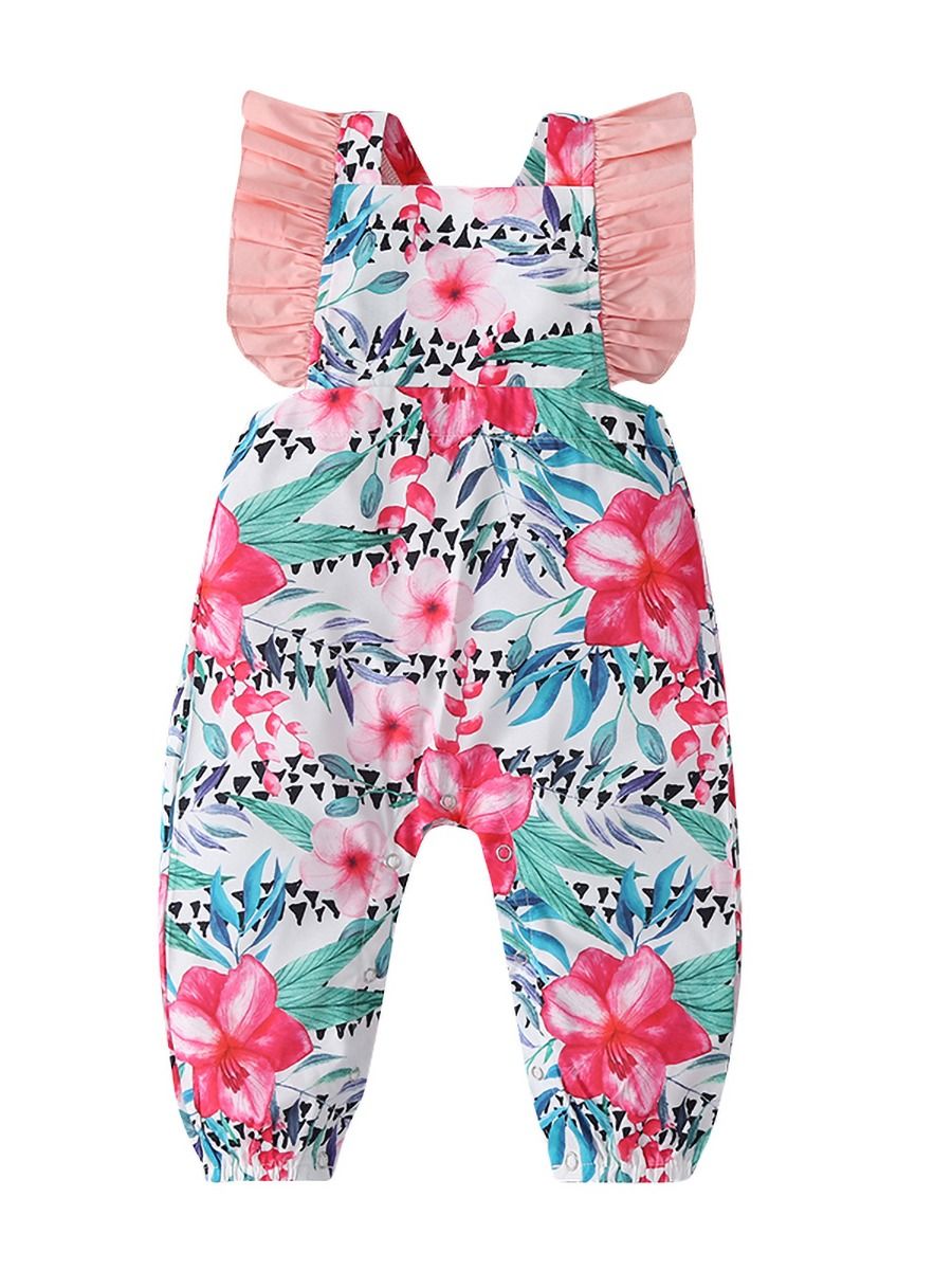 Wholesale Baby Girl Ruffle Flower Tank Jumpsuit 2004261
