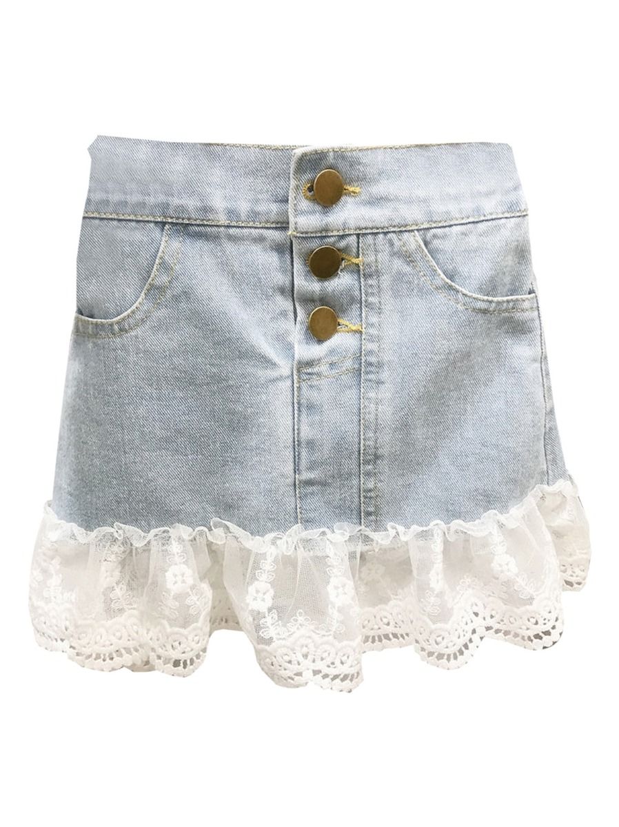 jean skirt with lace