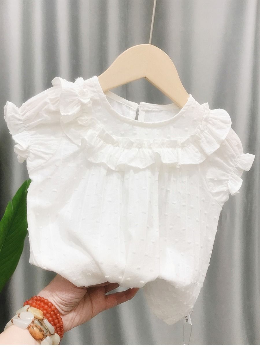 Wholesale Little Girl Ruffle Solid Color Top 200504471