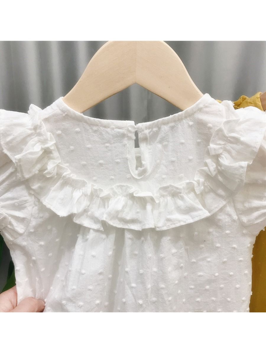 Wholesale Little Girl Ruffle Solid Color Top 200504471