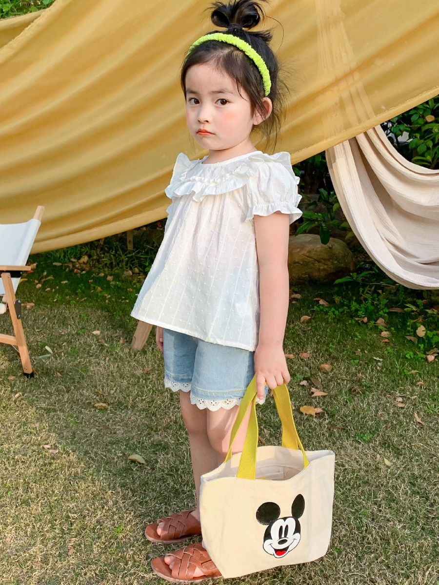 Wholesale Little Girl Ruffle Solid Color Top 200504471