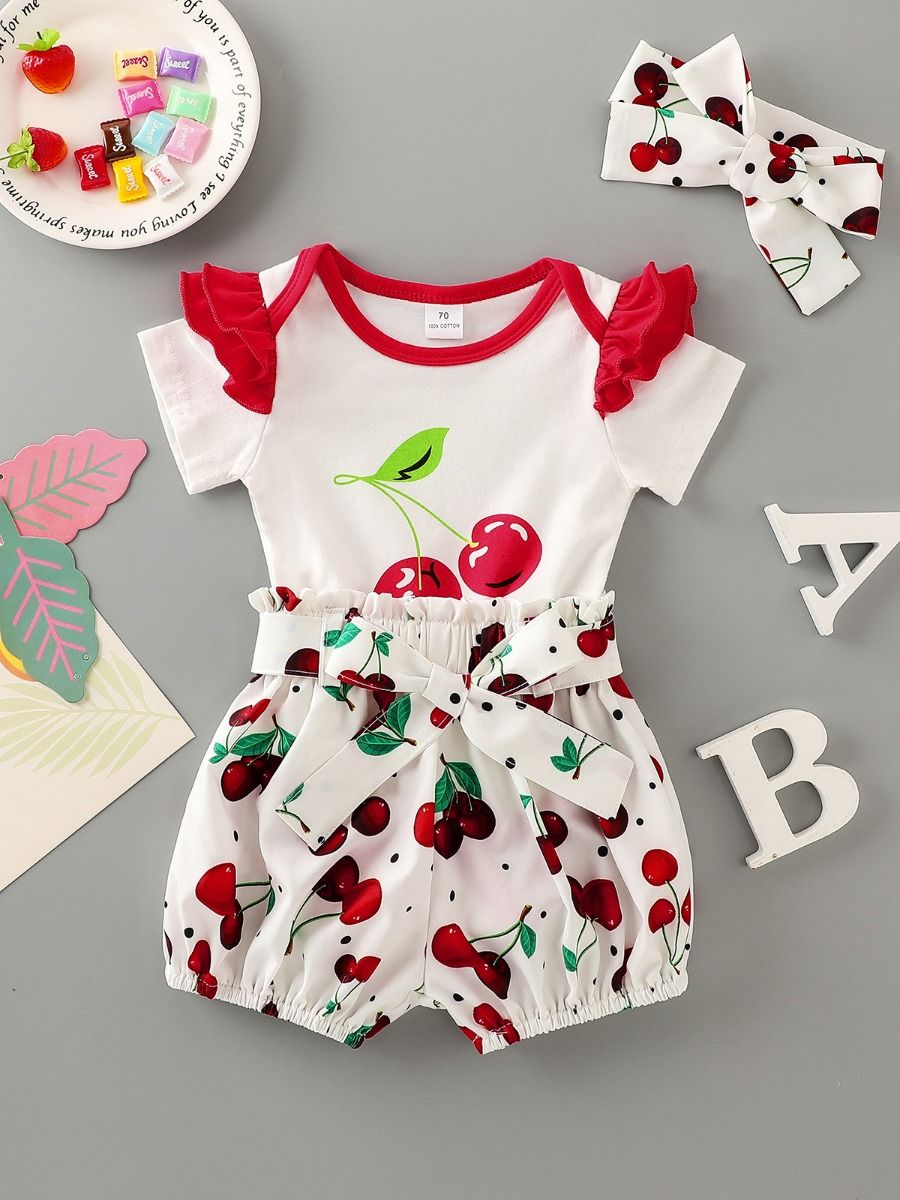 Wholesale 3-Piece Baby Girl Cherry Clothes Outfits 2005