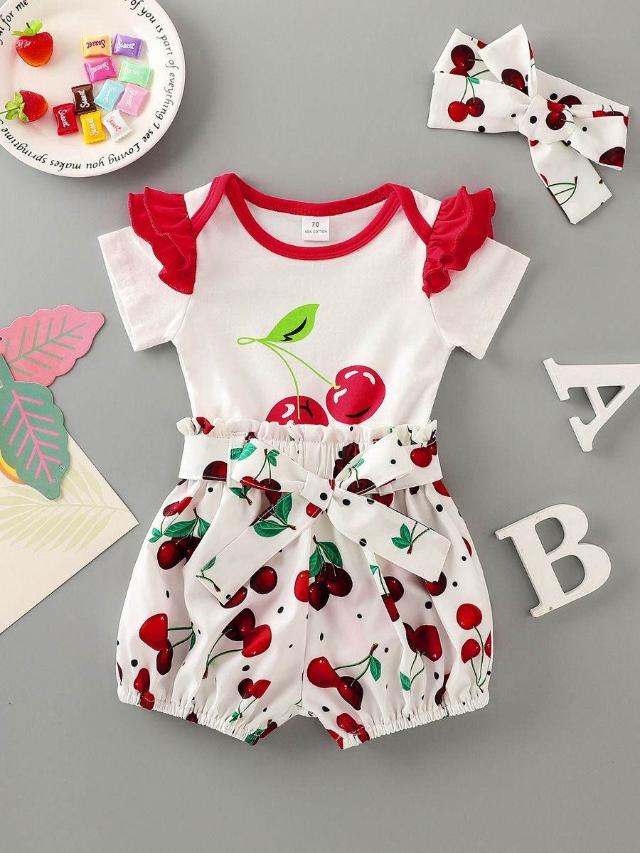 Wholesale 3Piece Baby Girl Cherry Clothes Outfits 2005