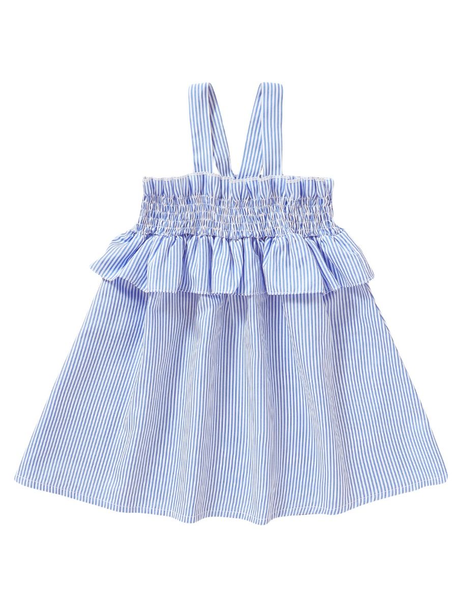 Wholesale Little Girl Pinstripe Shirred Suspender Dress