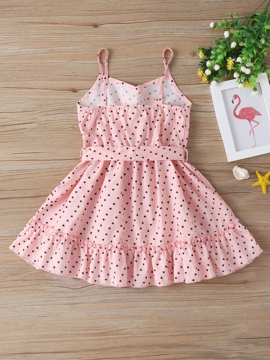 Wholesale Little Girl Belted Pink Cami Dress 20050649