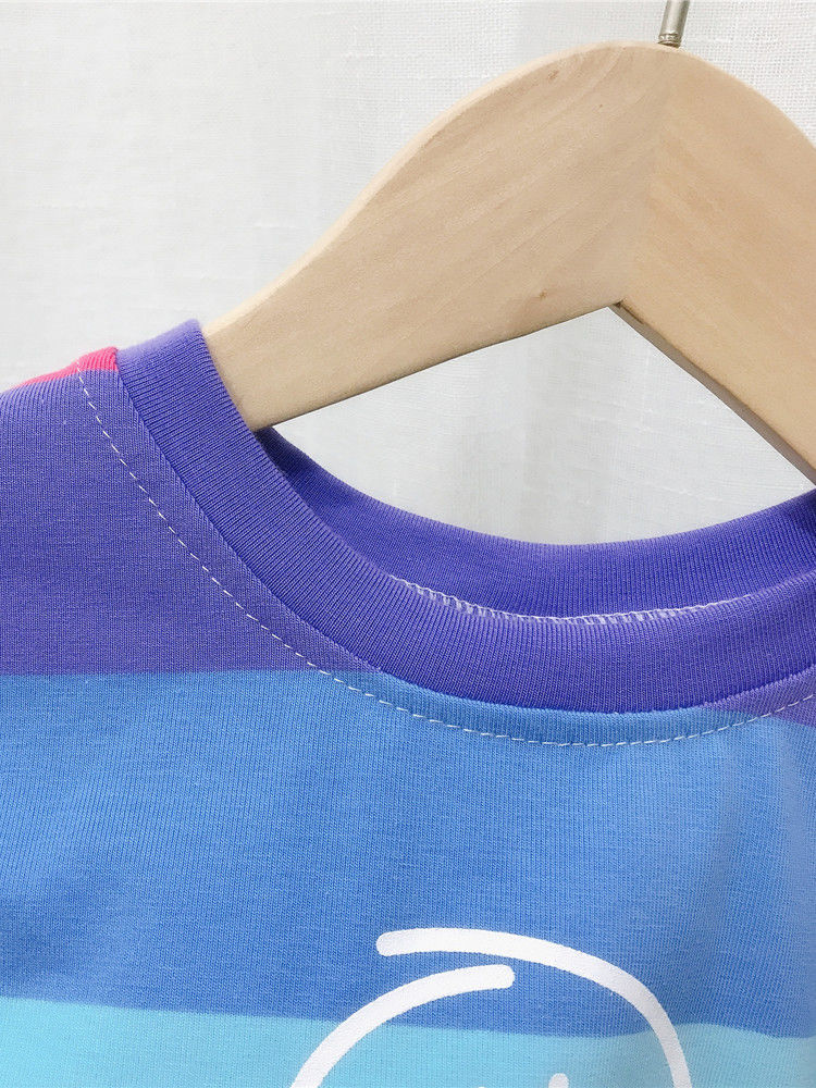 Wholesale 2Piece Little Girl Rainbow Color Tshirt and