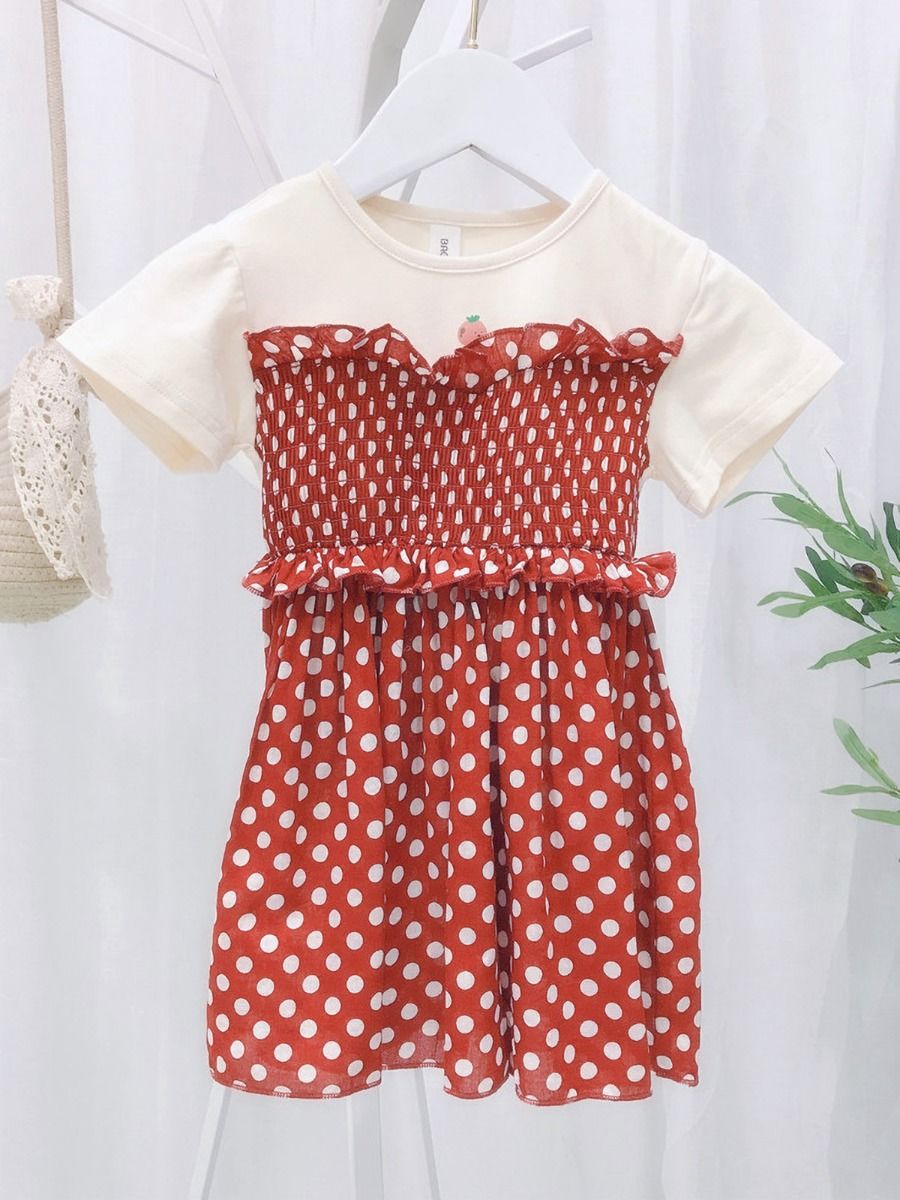 Wholesale Little Girl Polka Dots Patchwork Dress 200507
