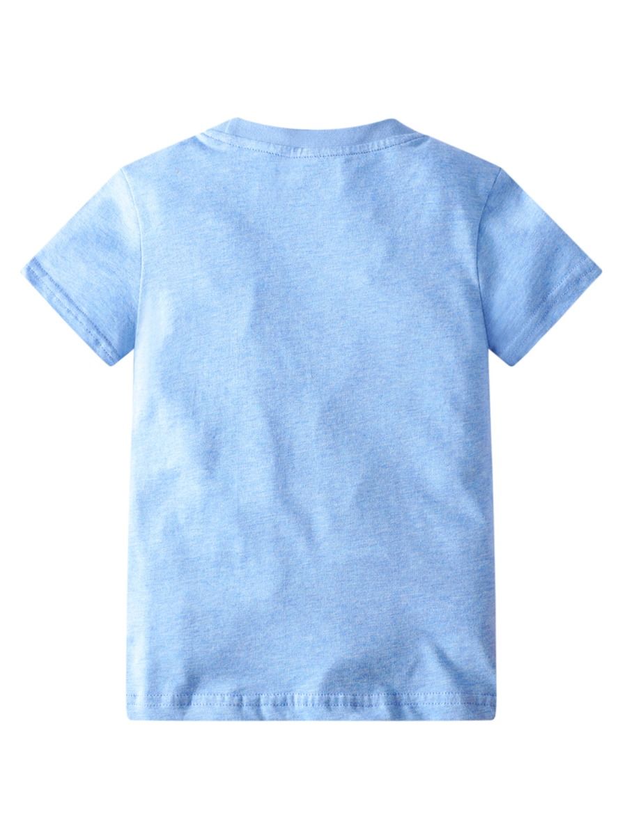 Wholesale Little Boys Breathable Cartoon Blue Tshirt 2