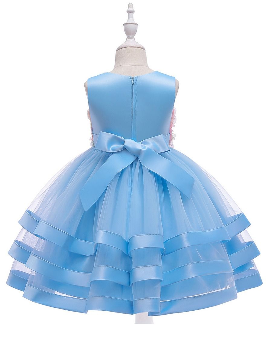 Wholesale Elegant Little Girl 3D Lace Flower Party Dres