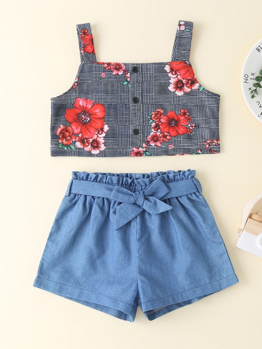 2 Piece Girls Bloomin' Cute Top & Shorts