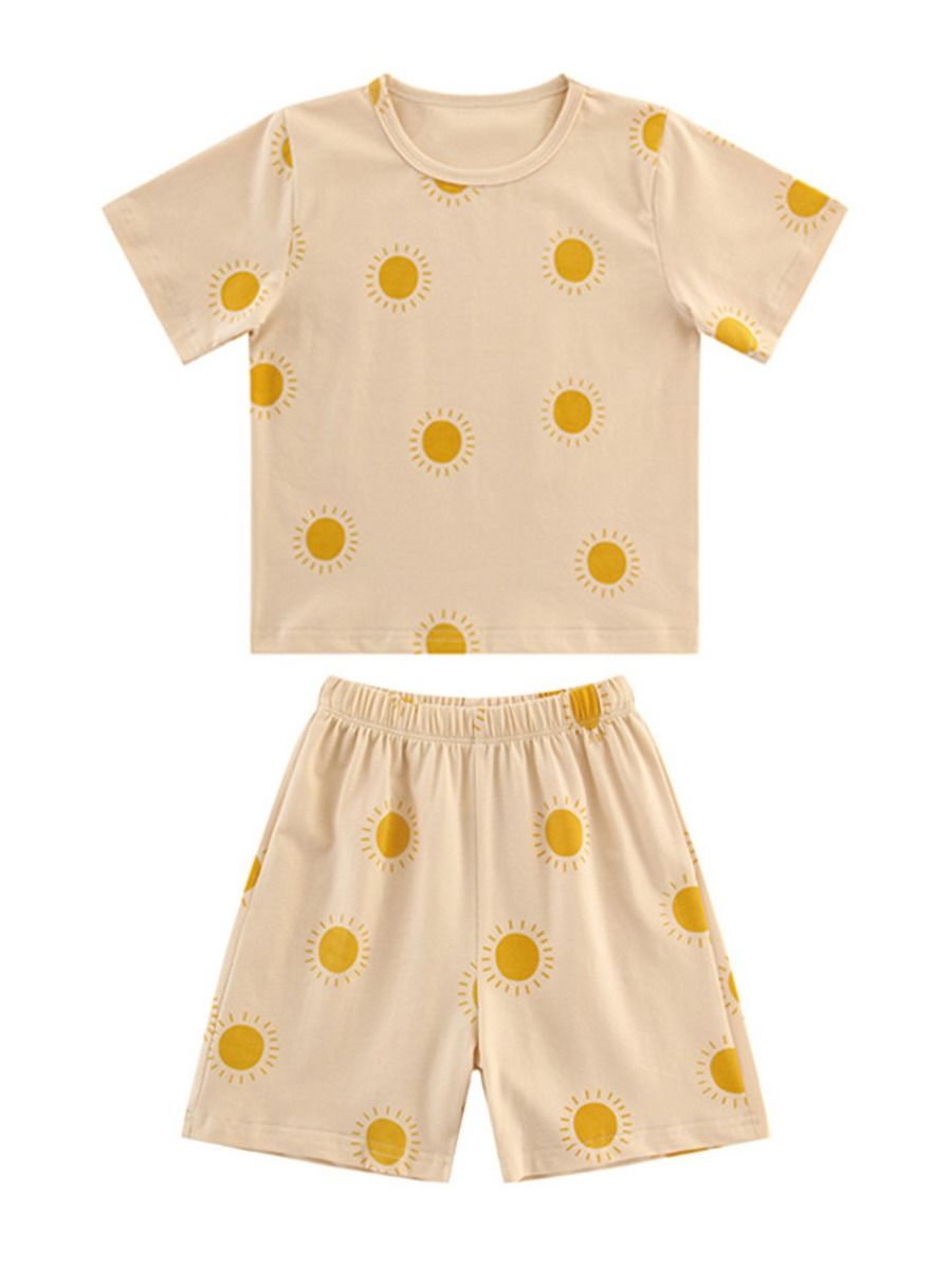 Wholesale 2-Piece Toddler Boy Girl Sun Printed Pajamas