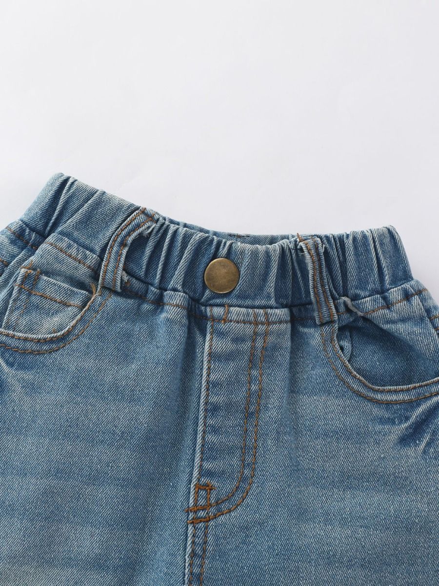Wholesale Cropped Jeans Toddler Boy Elastic Waist Denim