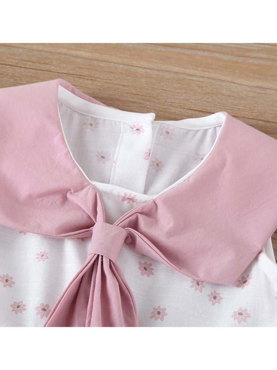 Wholesale Little Girl Sailor Neck Floral Dress 20052773