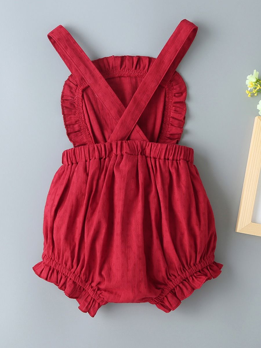 red ruffle romper baby