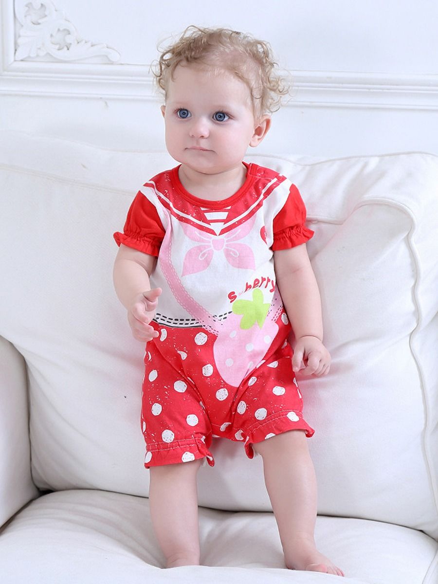 strawberry romper for baby girl