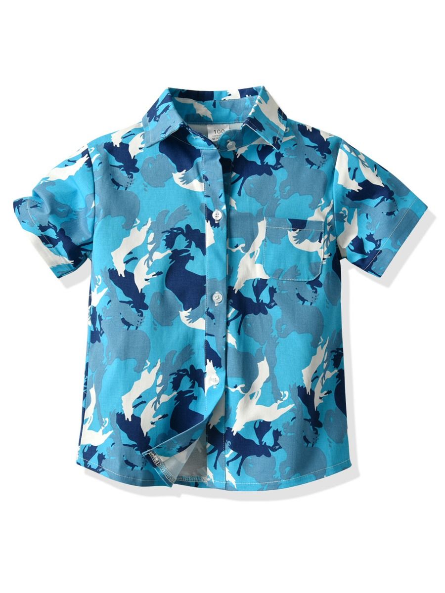 Wholesale Little Boy Beach Animal Printed Shirt 2006046