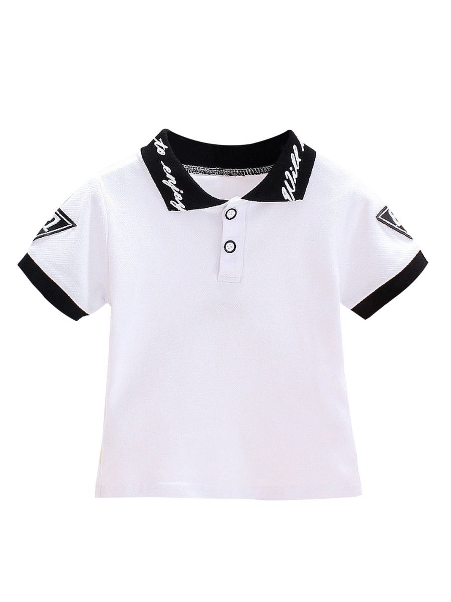 Wholesale Summer Toddler Boy Letter Collar Polo Shirt 2