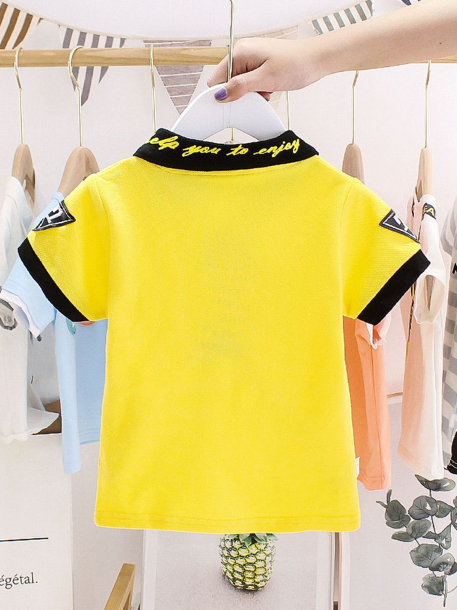 Wholesale Summer Toddler Boy Letter Collar Polo Shirt 2