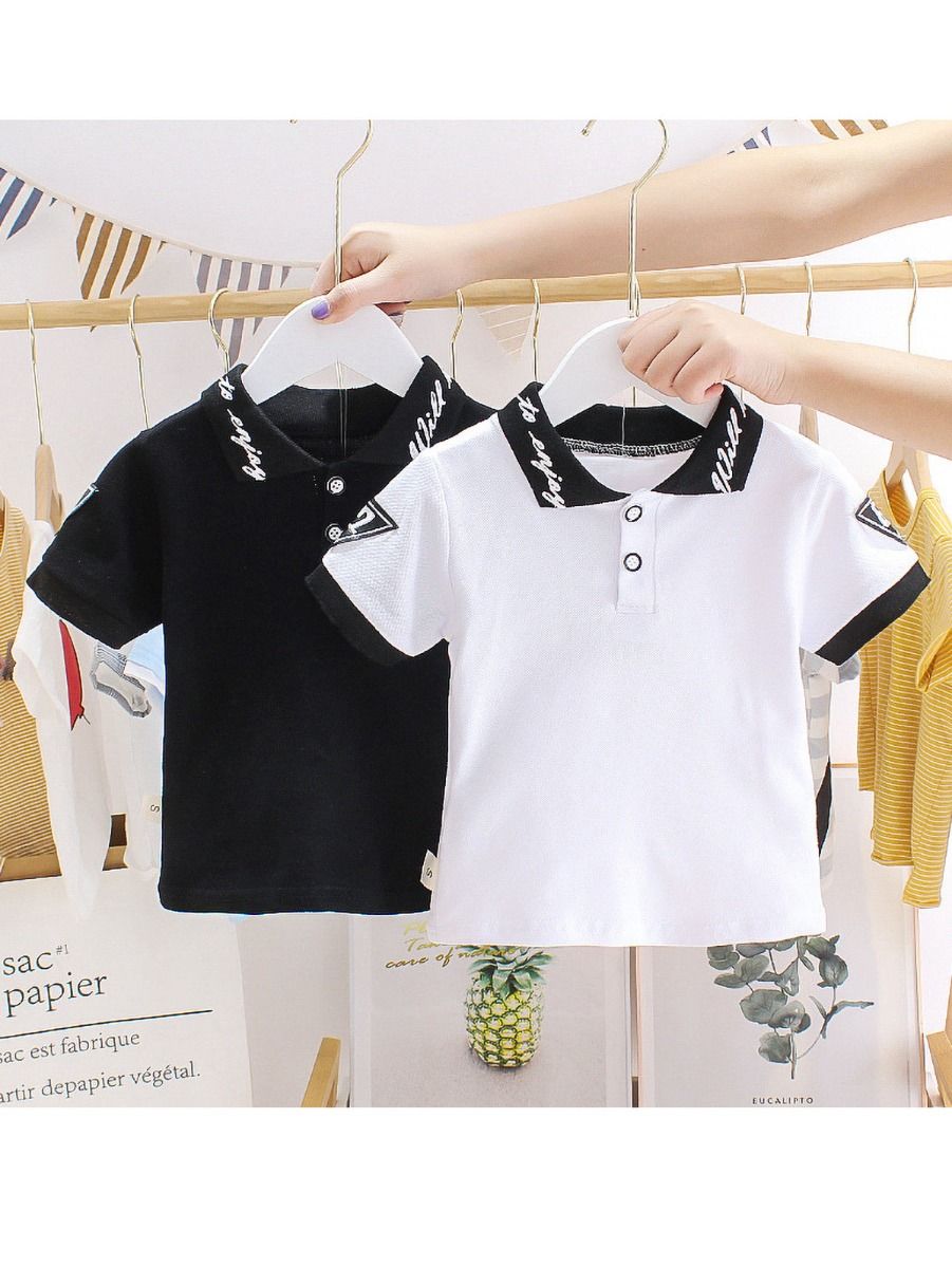 Wholesale Summer Toddler Boy Letter Collar Polo Shirt 2