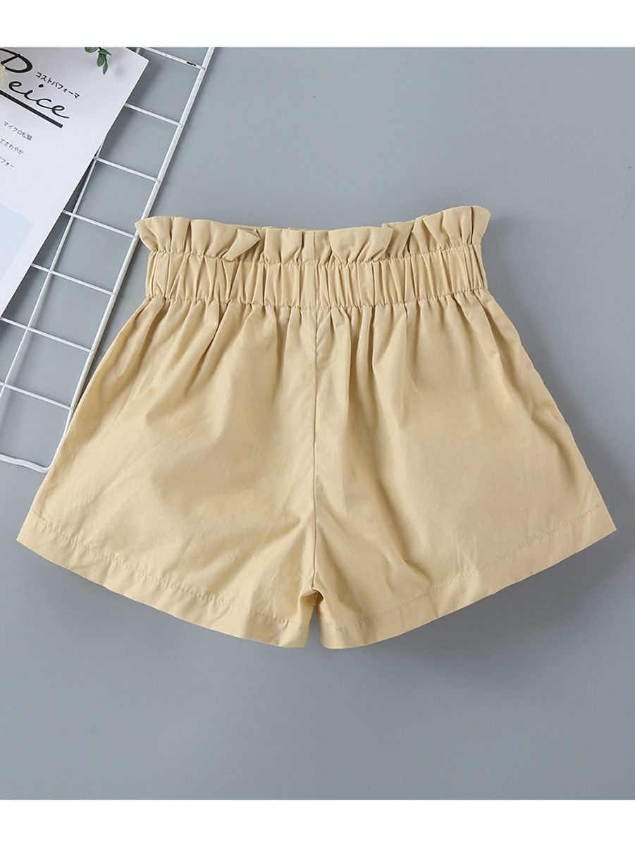Wholesale Little Girl Paperbag Waist Apricot Shorts 200