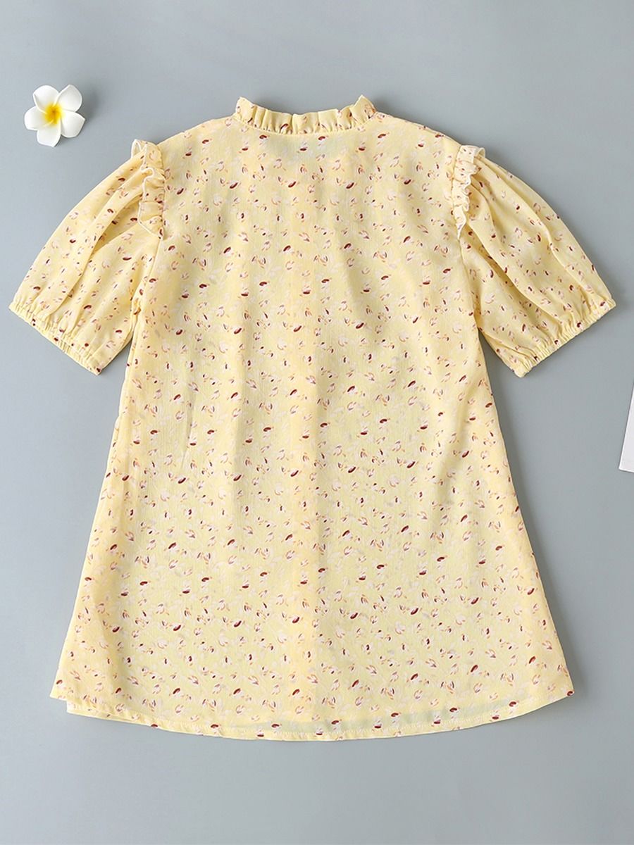 Wholesale Kid Girl Front Button Print Chiffon Dress 200