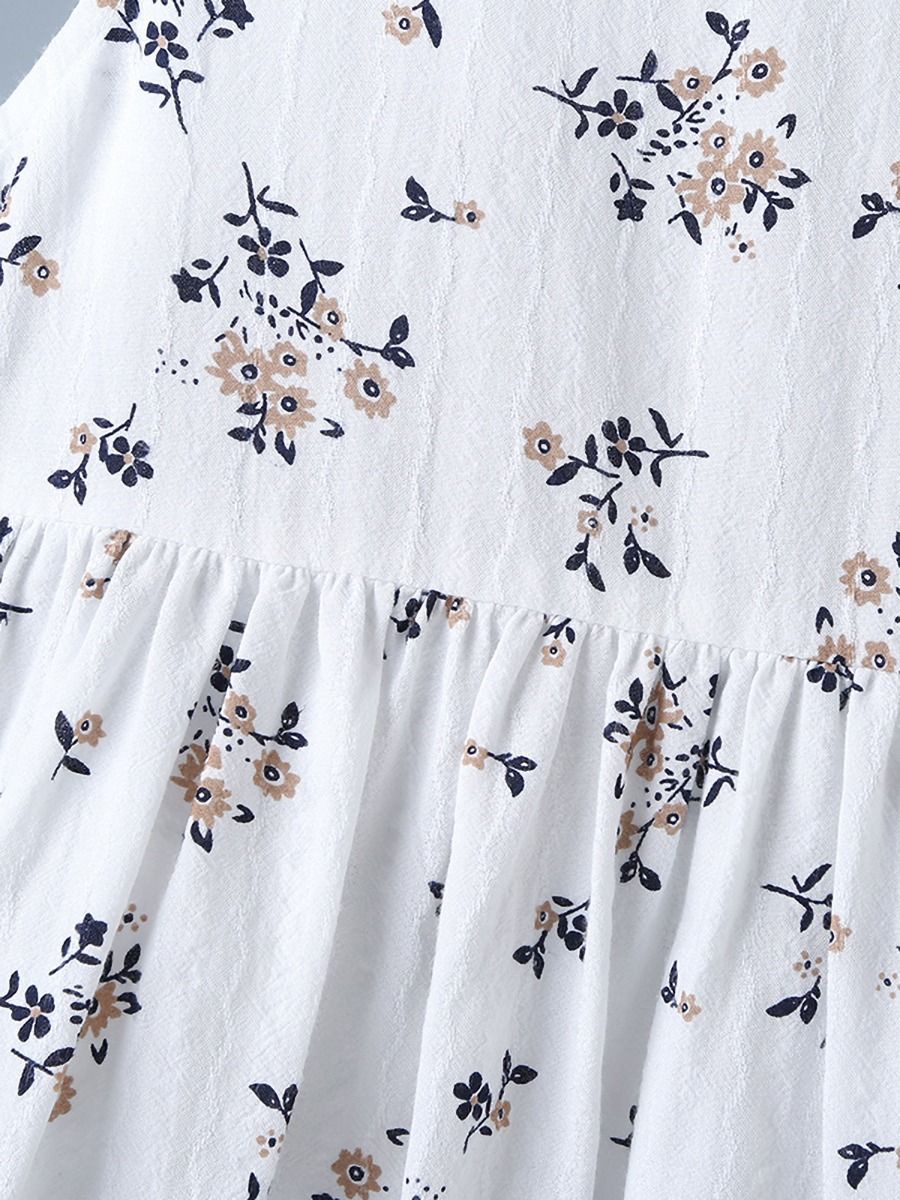 Wholesale Baby Girl Ruffle Hem Flower Printed Tank Dres