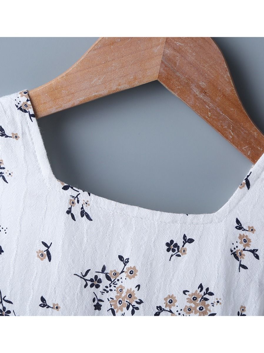 Wholesale Baby Girl Ruffle Hem Flower Printed Tank Dres