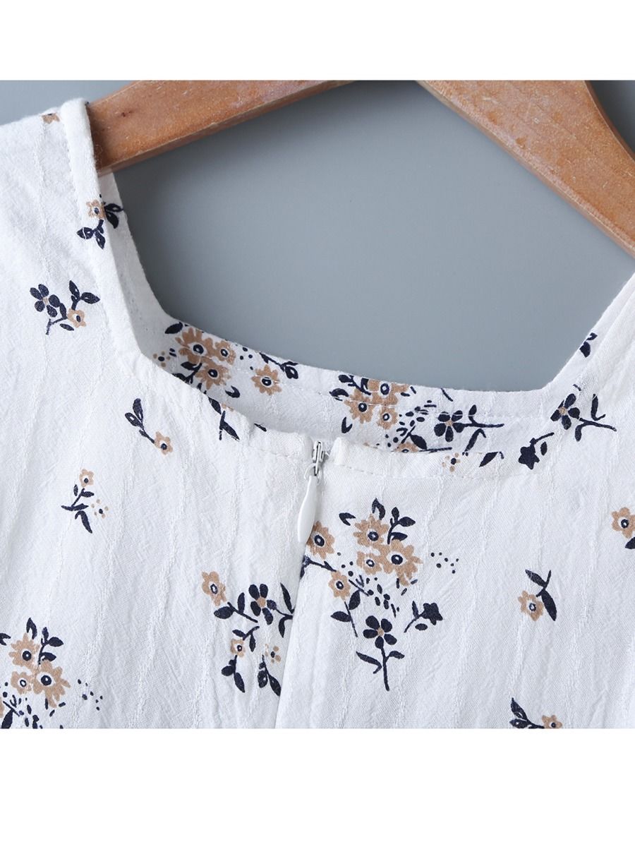 Wholesale Baby Girl Ruffle Hem Flower Printed Tank Dres