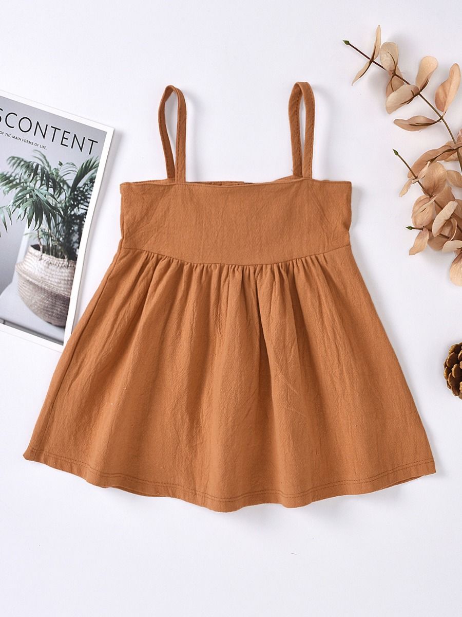 Wholesale Summer Baby Girl Brown Suspender Dress 200607