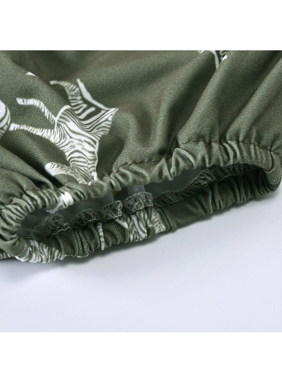 Wholesale 2 Pcs Baby Girl Zebra Printed Army Green Set