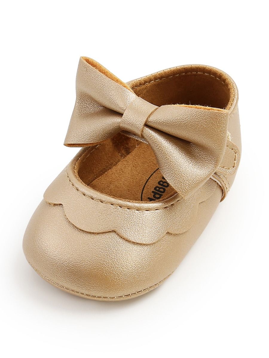Girls Cream Double Buckle Cutout Crib Shoes 1-4 Baby