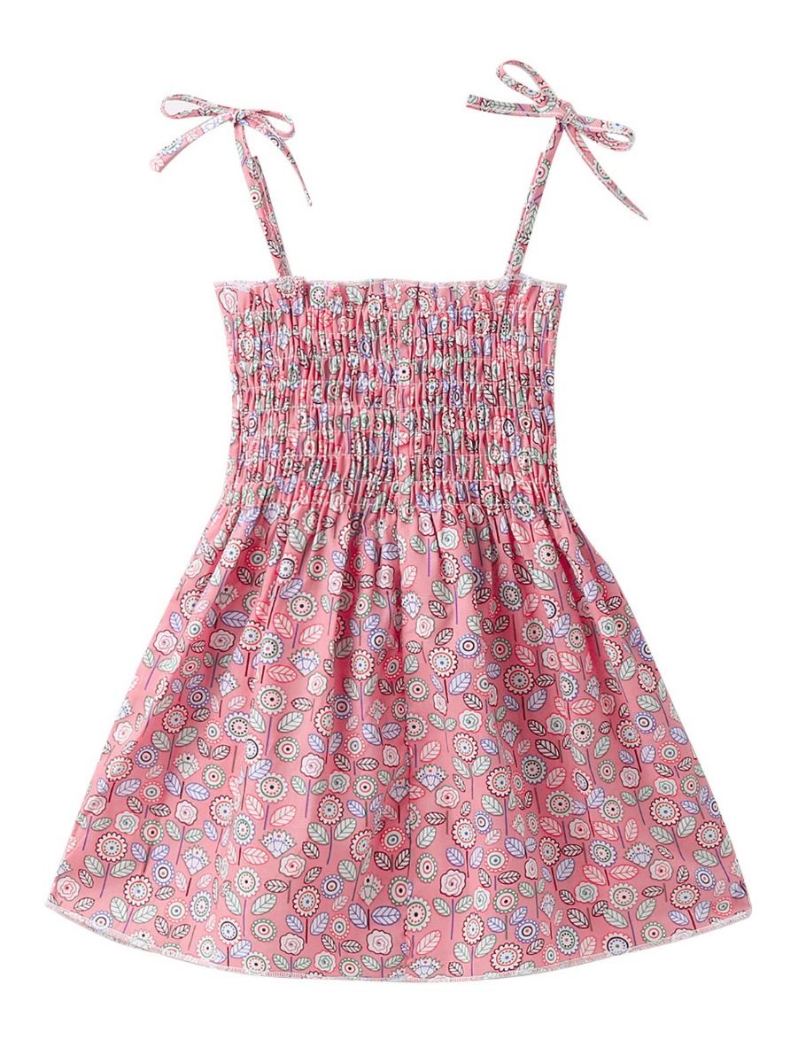 Wholesale Little Girl All Over Floral Shirred Cami Dres