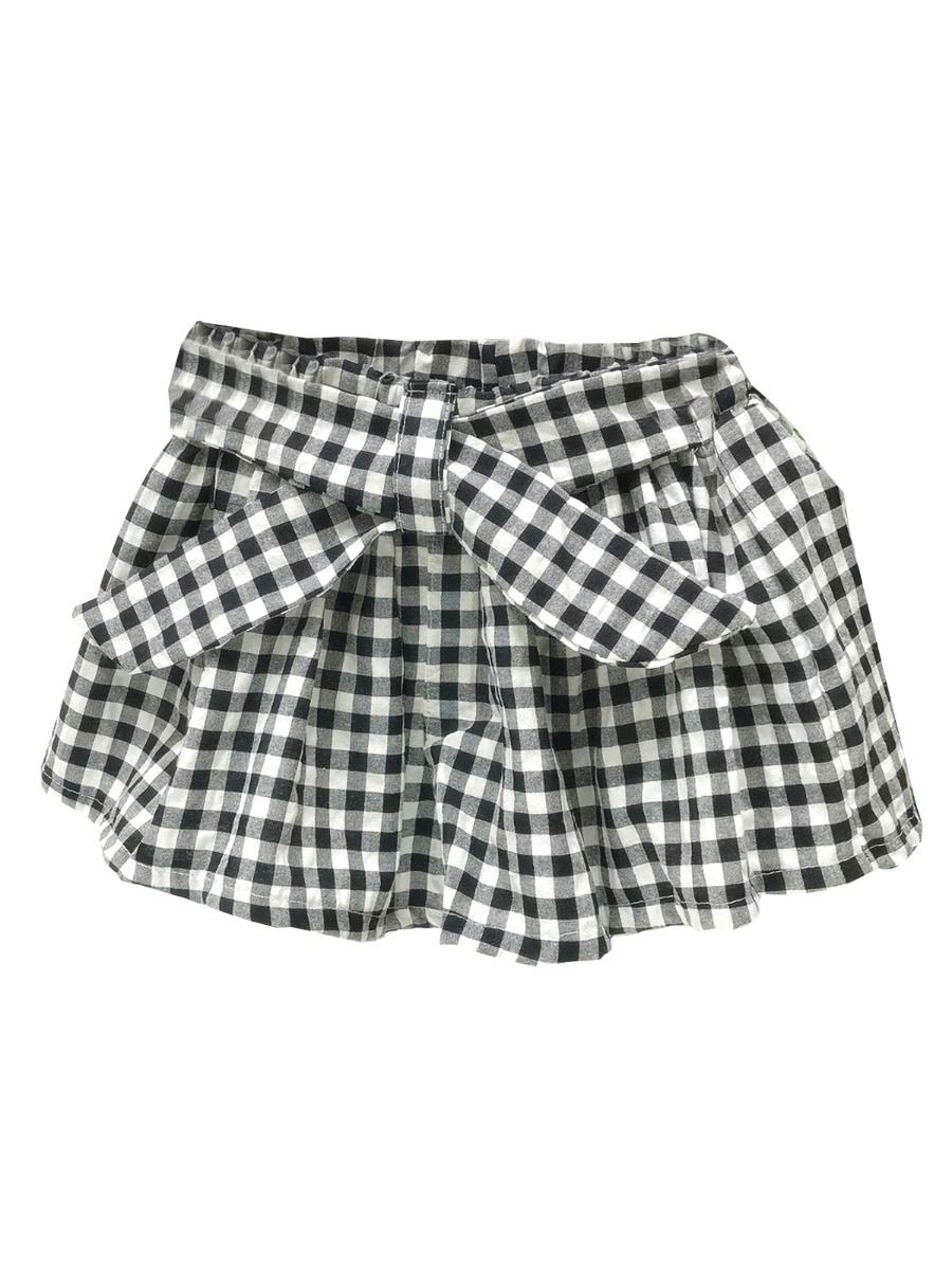 Wholesale Summer Little Girl Plaid Belted Shorts 200616