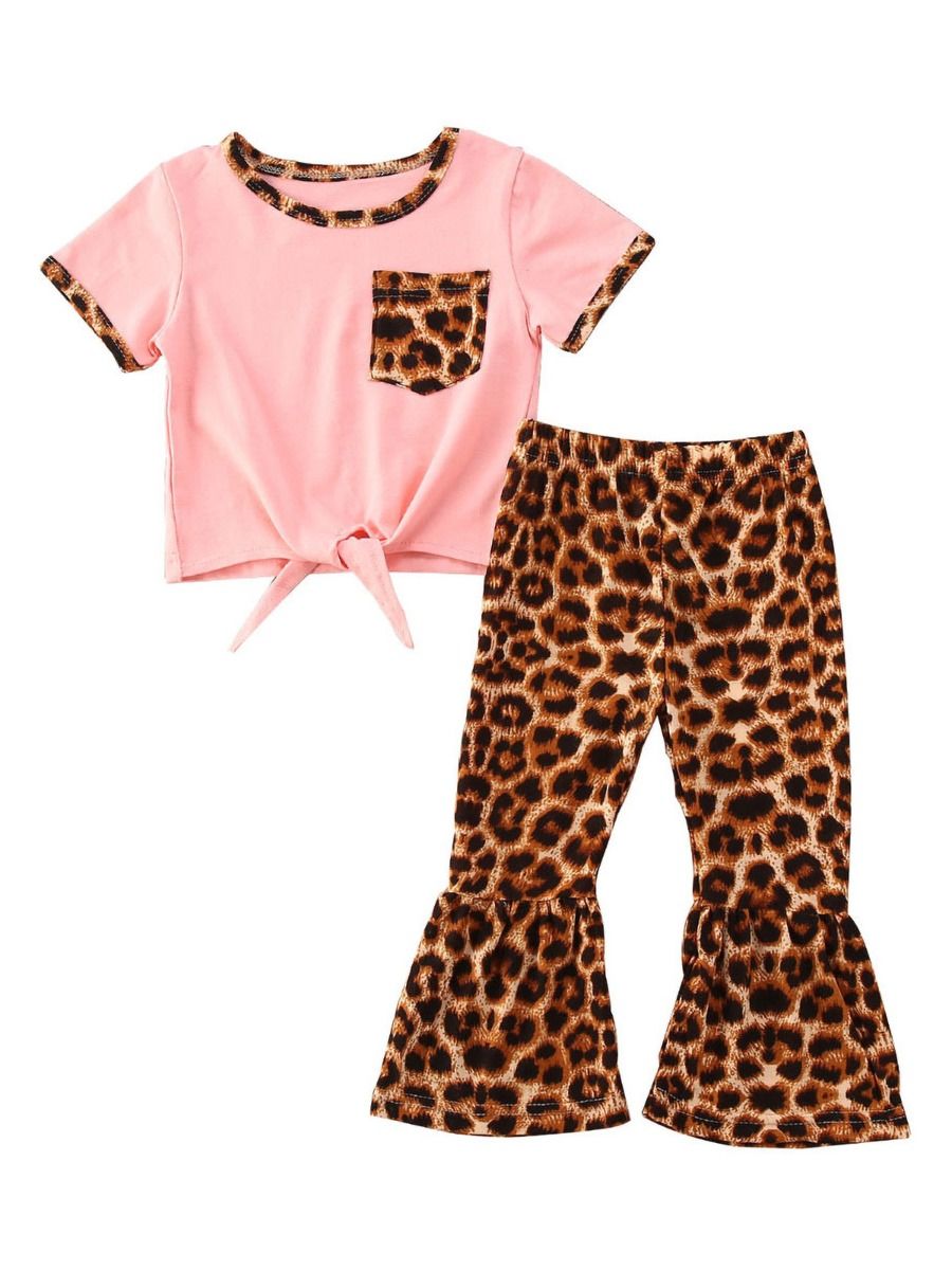 Wholesale 2Piece Little Girl Leopard Printed Set Self