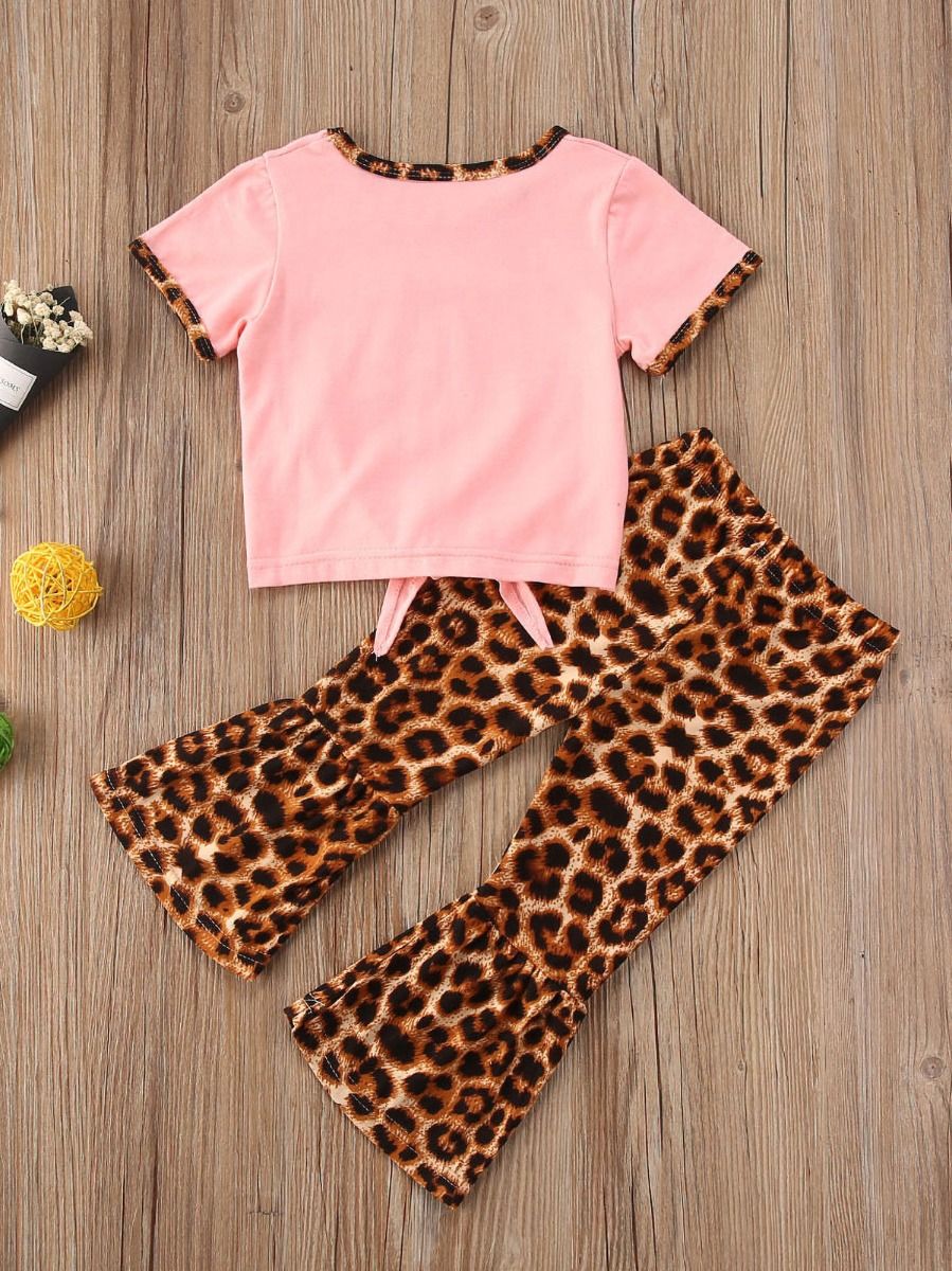 Wholesale 2Piece Little Girl Leopard Printed Set Self