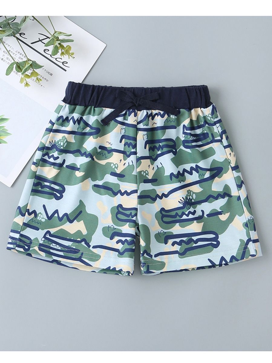 Wholesale Casual Little Boy Printed Green Shorts 200621
