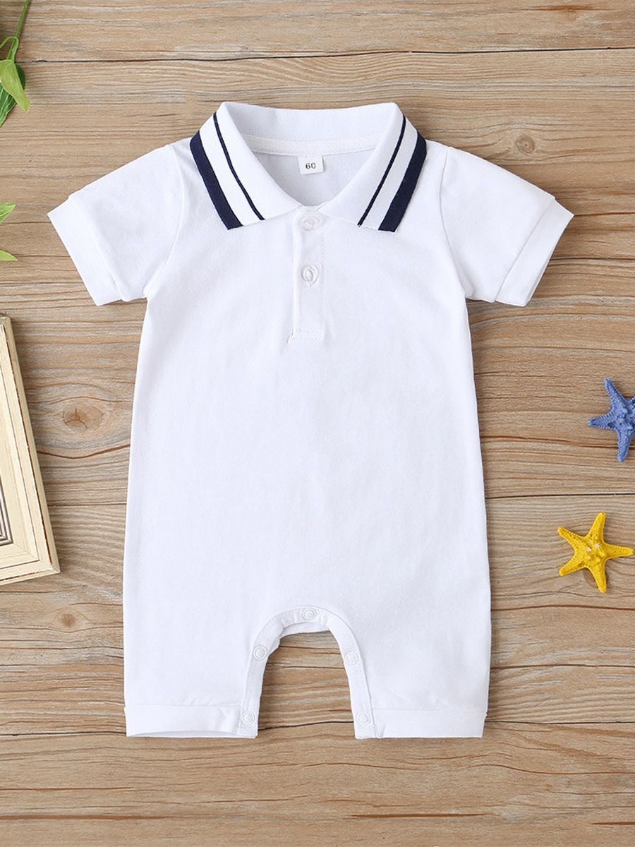 Wholesale Baby Boy Stripe Short Sleeve Polo Jumpsuit 20