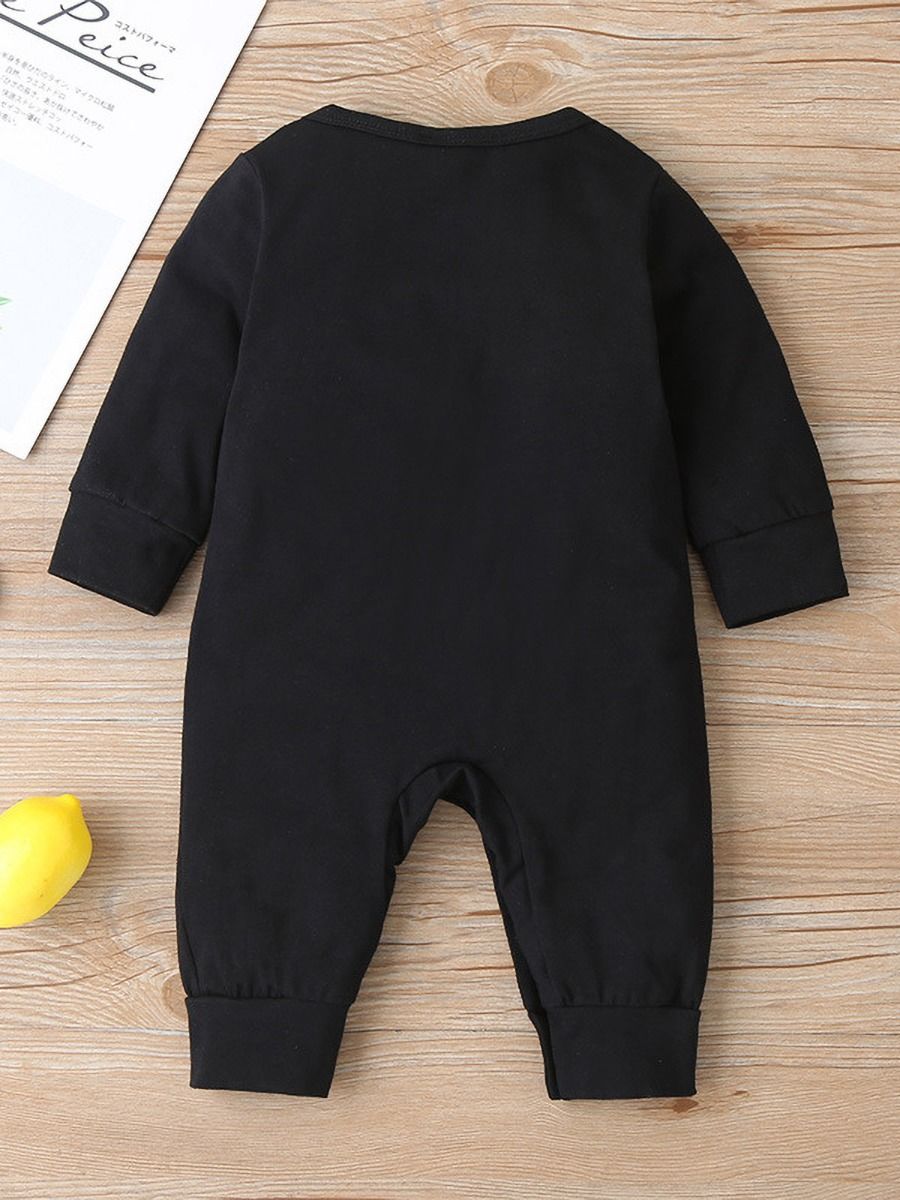 Wholesale Baby Milk Bottle Long Sleeve Black Jumpsuit 2