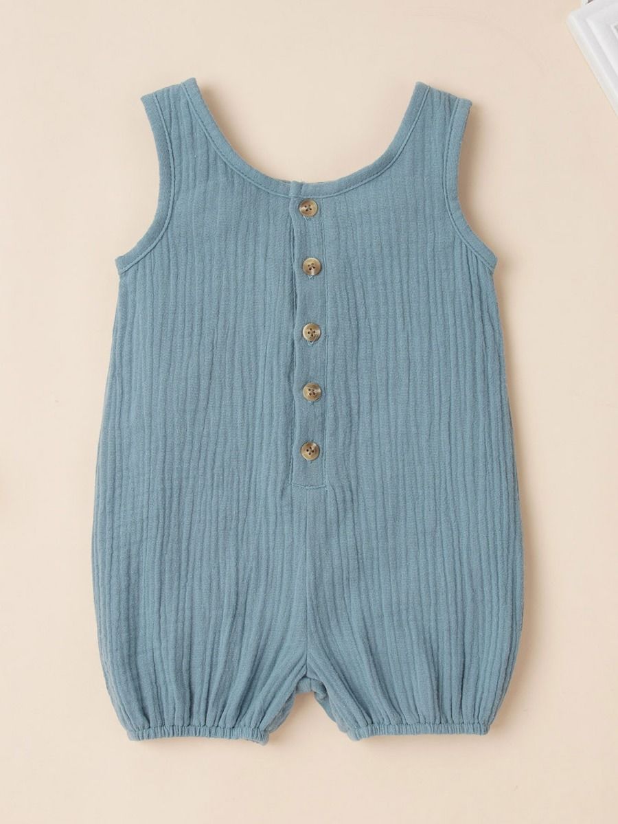 Wholesale Baby Girl Solid Color Muslin Tank Romper 2006