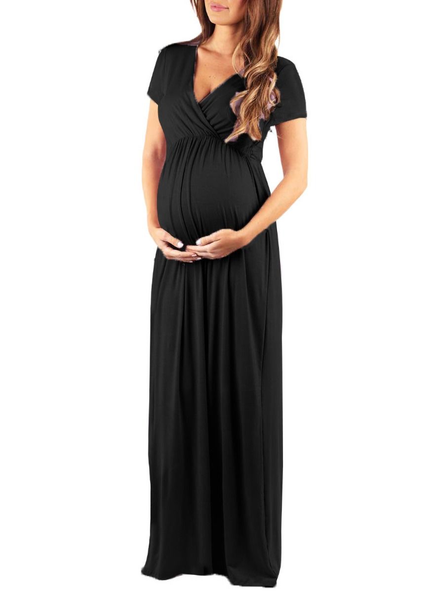 solid maxi dress with sleeves