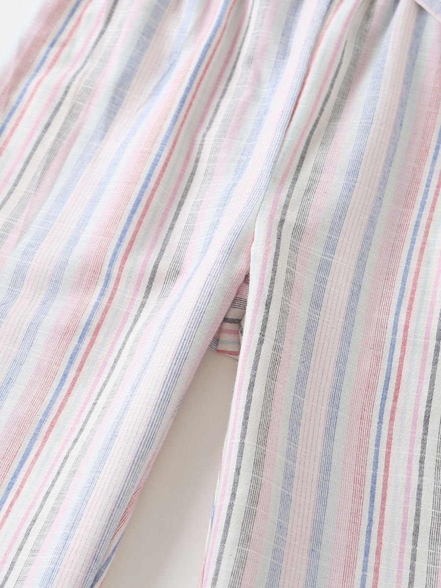 Wholesale Casual Little Girl Stripe Belted Pants 200705