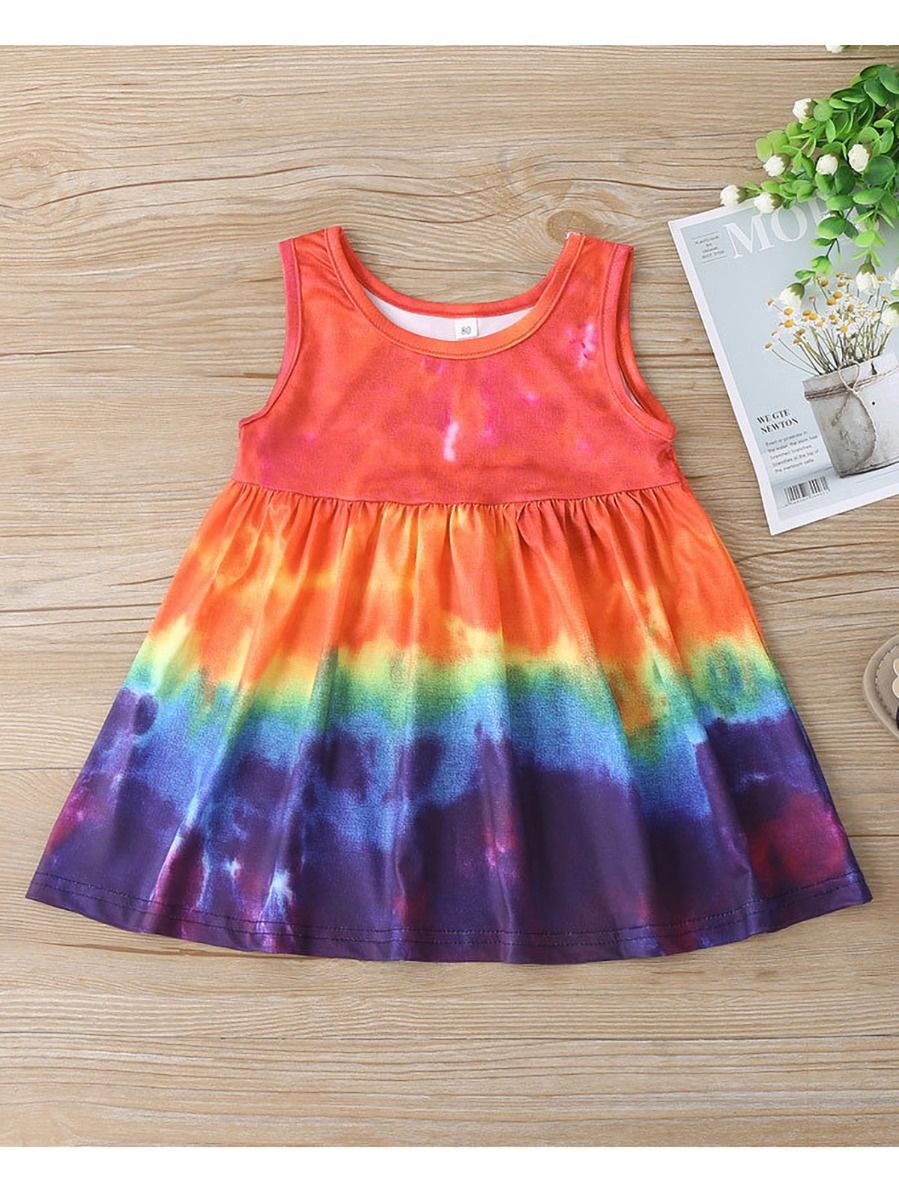 Wholesale Simple Toddler Girl Tie Dye Tank Dress 200718