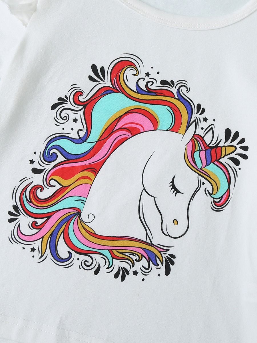Wholesale 2 Piece Little Girl Unicorn TShirt Matching